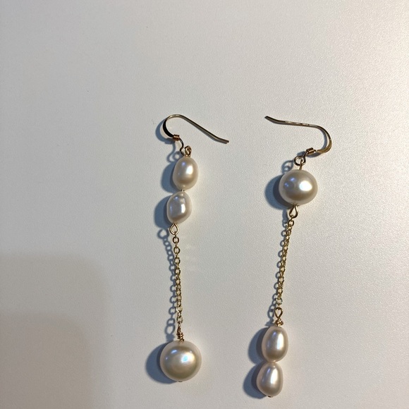 Handmade earrings- Pearl earrings, Fresh water pearls, baroque style - Picture 2 of 3